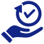 Hand holding circular arrow with checkmark