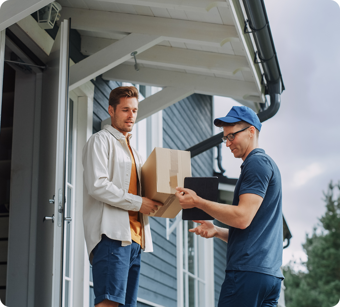 Home delivery service at doorstep